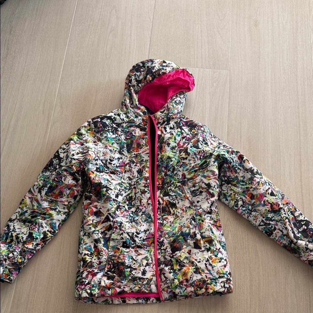 Spyder Multicolor Kids Puffer Jacket with Pink Accents